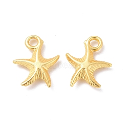 Rack Plating Alloy Pendants, Cadmium Free & Lead Free & Nickle Free, Starfish Charm, Matte Gold Color, 15.5x13x3mm, Hole: 1.8mm(FIND-I036-27MG)