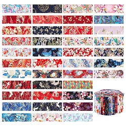 Ethnic Style Cotton Ornament Accessories, Japanese Style Cloth Strips, for Patchwork, Costume, Hat, Bag, Rectangle, Mixed Patterns, 505x66x0.2mm, 40 style, 1 pc/style, 40pcs/set(DIY-WH0410-05)