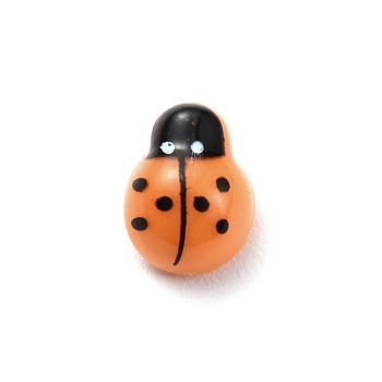 Plastic Cabochons, Ladybug, Dark Orange, 13x9.5x5.8mm