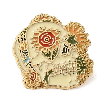 Alloy Enamel Pin Brooch, for Clothes Backpack, Skull, 31x31.5mm