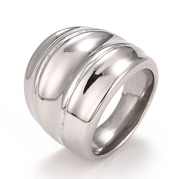 304 Stainless Steel Textured Chunky Ring for Men Women, Stainless Steel Color, US Size 6 1/4(16.7mm)~US Size 10(19.8mm)