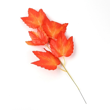 Plastic Artificial Leaf, Maple Leaf, Orange Red, 455x235x3mm