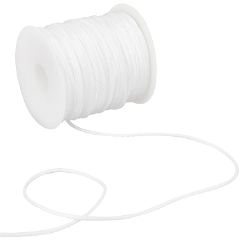 1 Roll Nylon Thread, Rattail Satin Cord, Round, White, 1.5mm, about 49.21 yards(45m)/roll