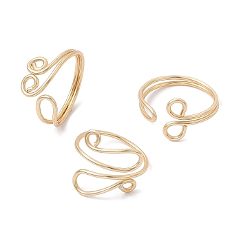 Copper Wire Wrapped Toe Open Ring, Cuff Toe Ring for Women, Golden, 9~14mm, Inner Diameter: 14~15.3mm, 3pcs/set