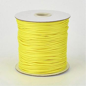 Eco-Friendly Korean Waxed Polyester Cord, Yellow, 1mm, about 169.51~174.98 Yards(155~160m)/Roll