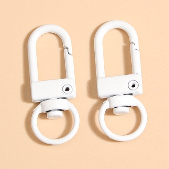 Spray Painted Alloy Swivel Clasps, Swivel Snap Hook Clasps, White, 31.5x12.5mm