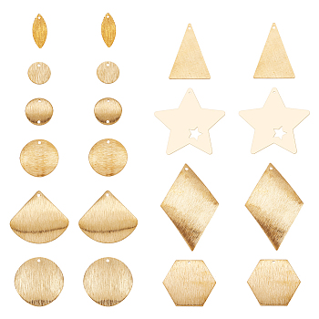 40pcs 10 style Zinc Alloy Charms, Drawbench Style, Mixed Shapes, Golden, 15~44x7~38mm, Hole: 2mm, 4pcs/style