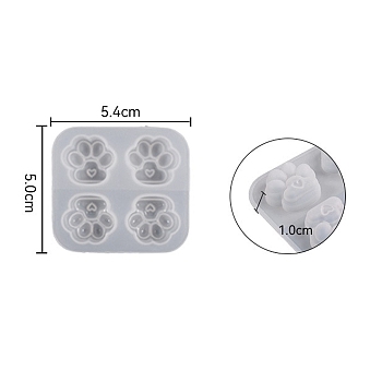 DIY Cat Paw Prints Fondant Silicone Molds, Resin Casting Molds, for Chocolate, Candy, UV Resin & Epoxy Resin Craft Making, White, 50x54x10mm