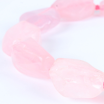 Natural Gemstone Rose Quartz Nuggets Bead Strands, 22~38x15~30x8~20mm, Hole: 2mm, about 10~17pcs/strand, 16.54 inch