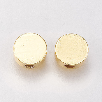 Brass Beads, Flat Round, Golden, 6x2.5mm, Hole: 1.5mm