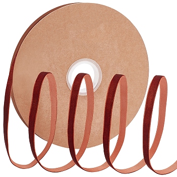 1 Roll Flocking Ribbon, Single Side, for Gift Packing, Party Decoration, Coconut Brown, 10x1mm, 20yard/roll