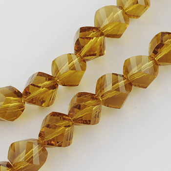 Glass Bead Strands, Faceted, Twist, Dark Goldenrod, 12x12x11~12mm, Hole: 1.5mm