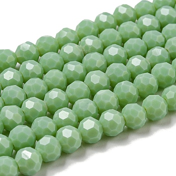 Opaque Glass Beads Stands, Faceted(32 Facets), Round, Dark Sea Green, 6mm, Hole: 1mm, about 98pcs/strand, 20.47''(52cm)