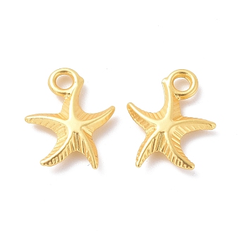 Rack Plating Alloy Pendants, Cadmium Free & Lead Free & Nickle Free, Starfish Charm, Matte Gold Color, 15.5x13x3mm, Hole: 1.8mm