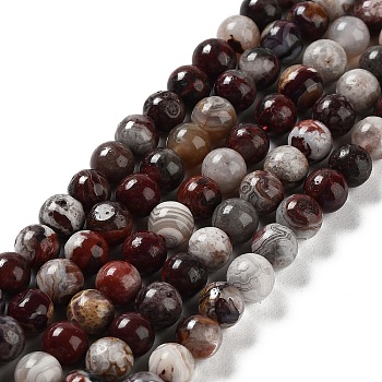Natural Mexican Red Laguna Lace Agate Round Beads Strands, 6mm, Hole: 1mm, about 60pcs/strand, 15.16~153.54'''(38.5~39cm)