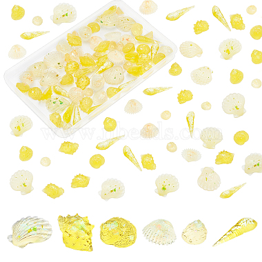 Champagne Yellow Mixed Shapes Epoxy Resin Cabochons