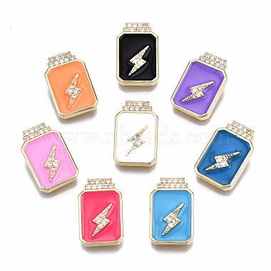 Real 16K Gold Plated Mixed Color Bottle Brass+Cubic Zirconia+Enamel Pendants
