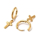 Серьга-кольцо с подвеской в виде креста и подвески с кристаллами и стразами(SJEW-P002-03G)-3