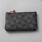 Mini Triangle Print PU Leather Coin Purse with Golden Tone Alloy Zipper, Rectangle, Black, 72x110x6.5mm(AJEW-WH20080-45C)