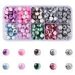 200Pcs 9 Colors Transparent Baking Paint Glass Beads, Round, Two Tone, Mixed Color, 7.5~8mm, Hole: 1.2mm(DGLA-YW0001-58)