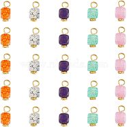 100Pcs 5 Colors Natural Agate Pendants, with Golden Plated Iron Findings, Dyed & Heated, Cube, Mixed Color, 14~16x7~8x6~7.5mm, Hole: 2~4mm, 20pcs/color(FIND-FH0005-15)