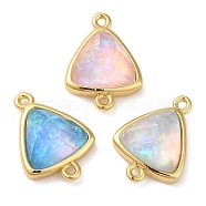 Synthetic Opal Connector Charms, Rack Plating Brass Triangle Links, Golden, Mixed Color, 17.5x12.5x6mm, Hole: 1.4mm(KK-S370-02G)