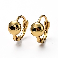 Brass Huggie Hoop Earrings, Ring with Flat Round, Real 18K Gold Plated, 10x12x2mm, Pin: 1mm(EJEW-H121-04G)