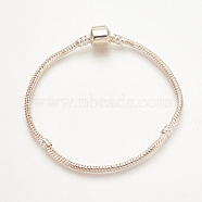 Brass European Style Bracelet Making, with Brass Clasps, Rose Gold, 7-1/8 inch(180mm), 3mm(PPJ-Q001-01D)