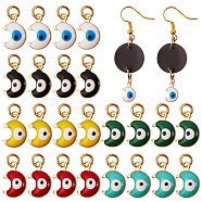 24Pcs 6 Colors Brass Enamel Charms, Real 18K Gold Plated, with Jump Rings, Moon with Evil Eye, Cadmium Free & Lead Free, Mixed Color, 11x7x3.5mm, Hole: 2.6mm, 4pcs/color(sgKK-SZ0004-48)