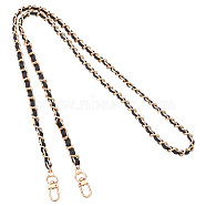 1Pc Purse Chain Strap, Alloy Chain with PU Leather Crossbody Replacement Bag Straps, with Alloy Swivel Clasps, Black, 116.4x0.85cm(AJEW-UN0001-71)