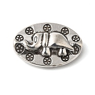 Tibetan Style Alloy Beads, Oval with Elephant, Antique Silver, 13x20x5mm, Hole: 2mm(FIND-Z059-12AS)