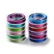 12Pcs 12 Colors 3-Ply Round Metallic Cord, for Jewelry Making, Mixed Color, 0.3mm, about 24.06 yards(22m)/roll, 1 roll/color(MCOR-XCP001-01)