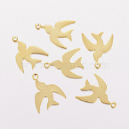 201 Stainless Steel Charms, Swallow, Golden, 14x11x0.4mm, Hole: 1mm(STAS-F162-26G)