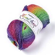 Wool Knitting Yarn, Segment Dyed, Crochet Yarn, Colorful, 1mm, about 400m/roll(YCOR-F001-12)