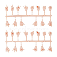 ABS Plastic BJD Doll Gesture Accessories, DIY Doll Making Supplies, PeachPuff, 138x66x5.7mm, Hand: 22~29x10.5~15mm, 14pcs/set(DIY-WH0304-646)