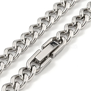 Non-Tarnish 201 Stainless Steel Cuban Link Chain Necklaces for Women and Men, Stainless Steel Color, 23.94 inch(60.8cm)(NJEW-F322-14P-04)