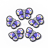 Handmade Polymer Clay Cabochons, Butterfly, Black, 13~15x19~21x2mm(X-CLAY-S092-56A)