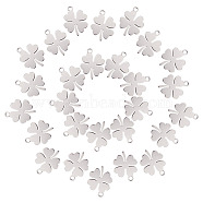 50Pcs 304 Stainless Steel Charms, Clover, Stainless Steel Color, 14.5x11.5x0.8mm, Hole: 1.5mm(STAS-AR0001-45)