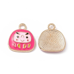 Alloy Enamel Pendants, Tumbler Charm, Golden, Hot Pink, 18x16x2.5mm, Hole: 2.5mm(ENAM-H039-04G-D)