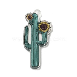 Wsetern Cowboy Theme Printed Acrylic Pendants, Cactus, 45x21x3mm, Hole: 2mm(OACR-H043-01H)