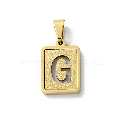 304 Stainless Steel Alphabet Pendants, Real 18K Gold Plated, Rectangle Charm, Letter G, 17.5x12x2mm, Hole: 7.5x3.5mm(STAS-S152-01G-G)