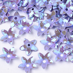 Ornament Accessories, PVC Plastic Paillette/Sequins Beads, AB Color Plated, Flower, Medium Purple, 12.5x12x3mm, Hole: 1.8mm, about 1600pcs/50g(X-PVC-R022-017H)