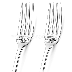 Globleland Word Pattern 304 Stainless Steel Fork, with Coated Paper Cutlery Storage Box, Heart Pattern, 200x24mm, Fork: 2pcs/box(AJEW-GL0001-17A)