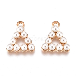 Alloy Pendant, ABS Plastic Imitation Pearl
, Triangle, Golden, 17x15x5mm, Hole: 2mm(PALLOY-P183-07KCG)