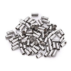 Tarnish Resistant 201 Stainless Steel Cord Ends, End Caps, Column, Stainless Steel Color, 9x4mm, Hole: 2.2mm, Inner Diameter: 3.5mm(STAS-F250-10P-N)