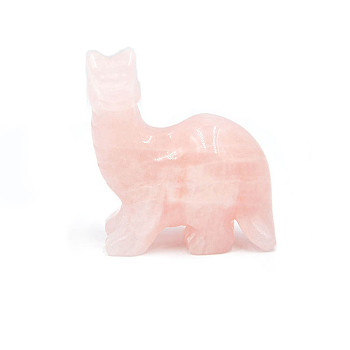 Natural Rose Quartz Carved Healing Dinosaur Figurines, Reiki Energy Stone Display Decorations, 50x30mm