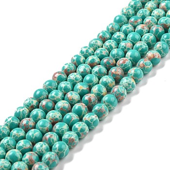 Synthetic Imperial Jasper Beads Strands, Dyed, Round, Light Sea Green, 6mm, Hole: 1.2mm, about 65pcs/strand, 14.76 inch~14.96 inch(37.5cm~38cm)