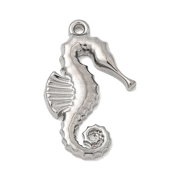 Marine Organism Theme 304 Stainless Steel Pendants, Stainless Steel Color, Sea Horse, 19.5x12.5x2mm, Hole: 1mm