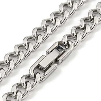 Non-Tarnish 201 Stainless Steel Cuban Link Chain Necklaces for Women and Men, Stainless Steel Color, 23.94 inch(60.8cm)