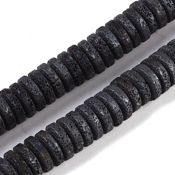 Frosted Natural Lava Rock Beads Strands, Disc, Heishi Beads, 10x3.5mm, Hole: 1.4mm, about 121pcs/strand, 15.55''(39.5cm)